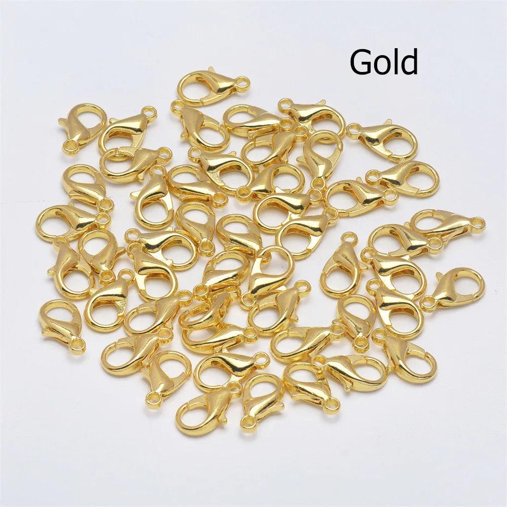 50Pcs 10 12 14 16 18 21mm Lobster Clasps Silver Plated Lobster Claw Clasps For Bracelet Necklace Jewelry Making Findings
