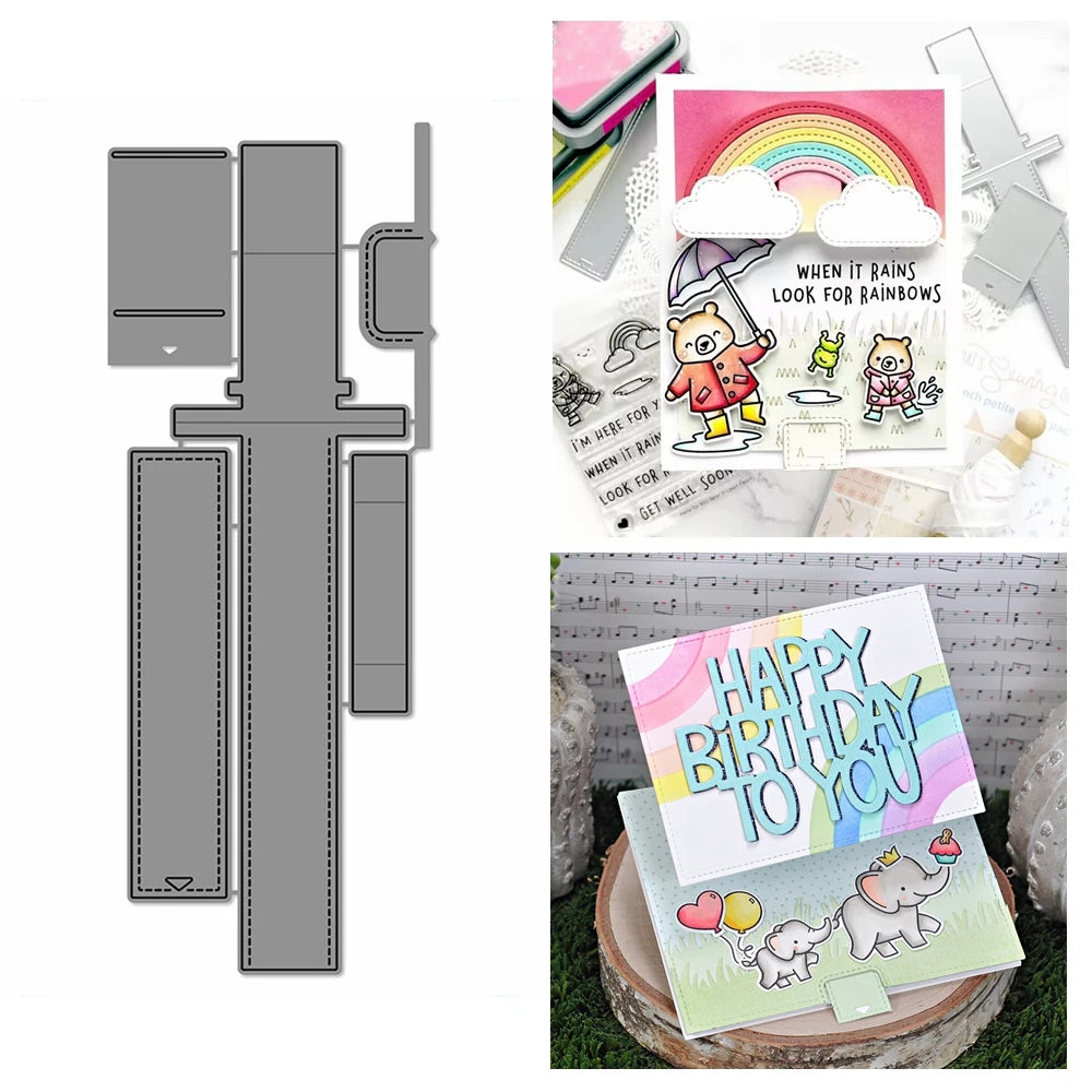 Foldable Box Cloud Rainbow Rectangle Hello Baby Elephant Moon Metal Cutting Dies for Scrapbooking Crafts DIY Card Making L01