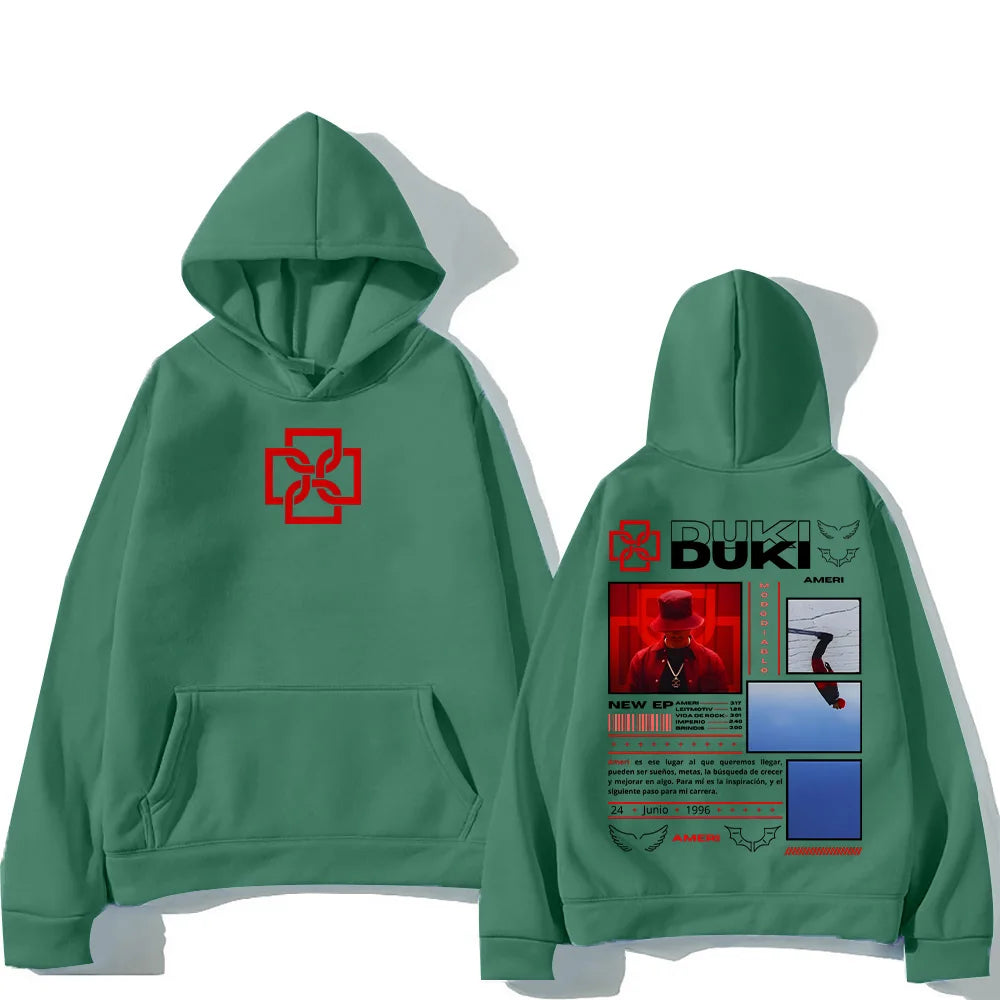 Rapper Duki Ameri Hoodies Men's Women Clothing Fashion Hip Hop Oversized Hooded Sweatshirts Unisex Casual Long Sleeve Pullovers