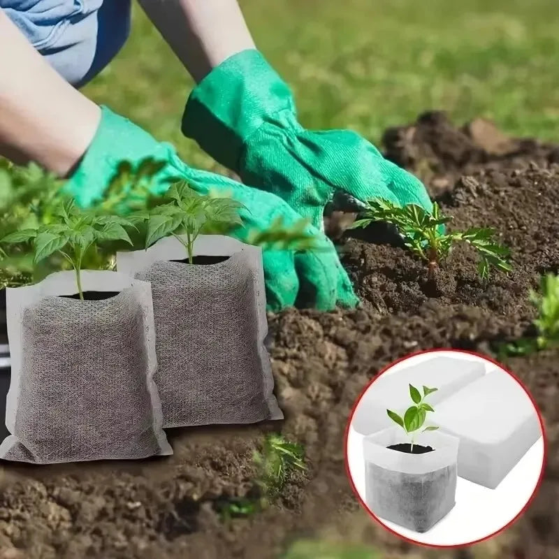 1000/100pcs Biodegradable Seed Nursery Bags Non-Woven Plants GrowBags Fabric Seedling Pots Plants Pouch for Home Garden Supply