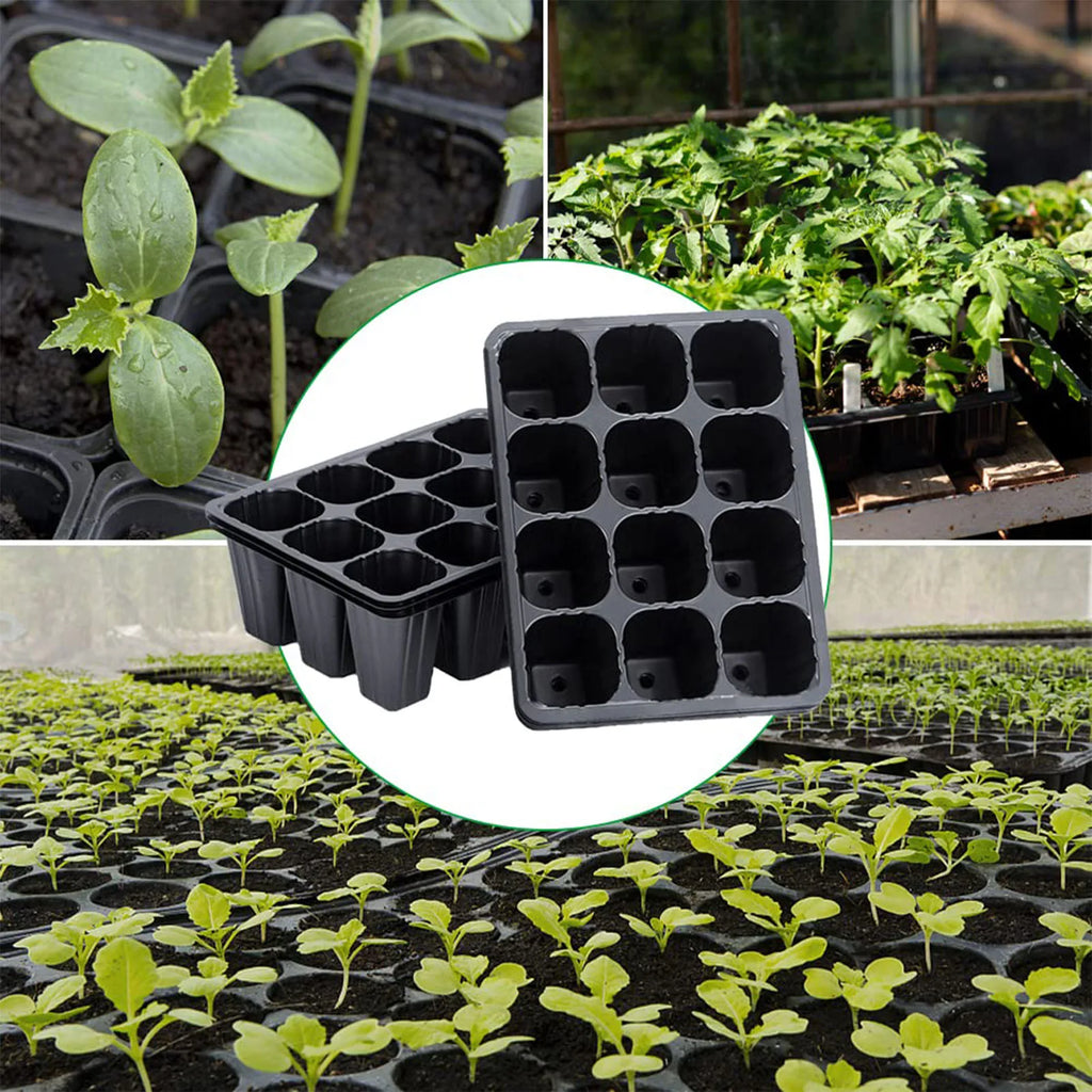 12 Holes Vegetable Seedling Pots with Bottom Hole Drain Water Design for Starting Flowers Herbs