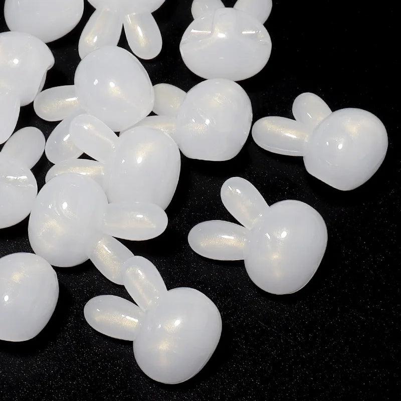 10pcs 17x22mm Acrylic Rabbit Shape Bead Matte White Loose Spacer Beads for DIY Bracelets Necklace Jewelry Making Accessories