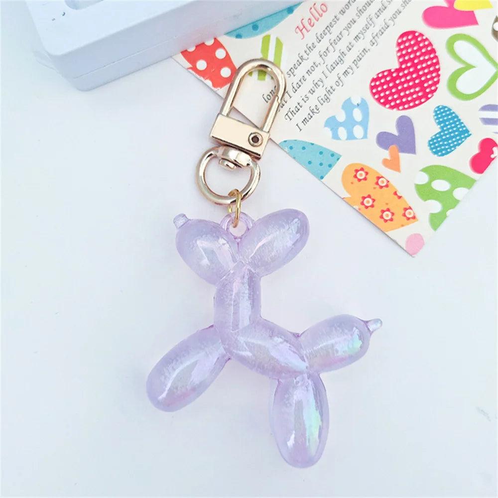 Kawaii Balloon Dog Acrylic Keychains Y2k Car Key Chains Jewelry Cute Bag Pendant Trinket Accessories Decoration Couple Gift