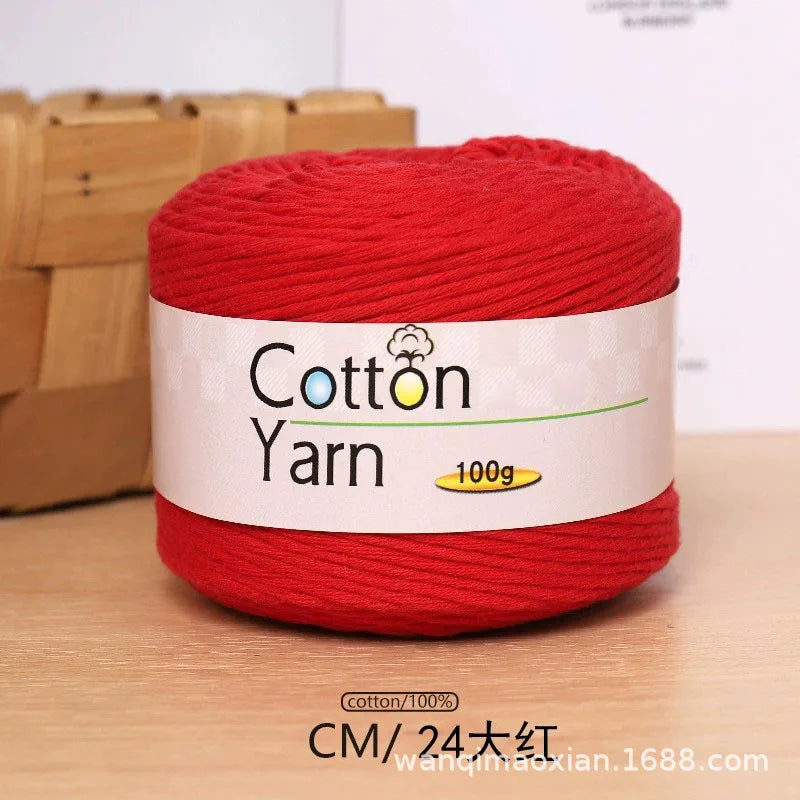 100g 100 Percent Cotton Hand Knitting Yarn Soft Crochet Yarn for Sweater Scarf Blanket Hat and Amigurumi