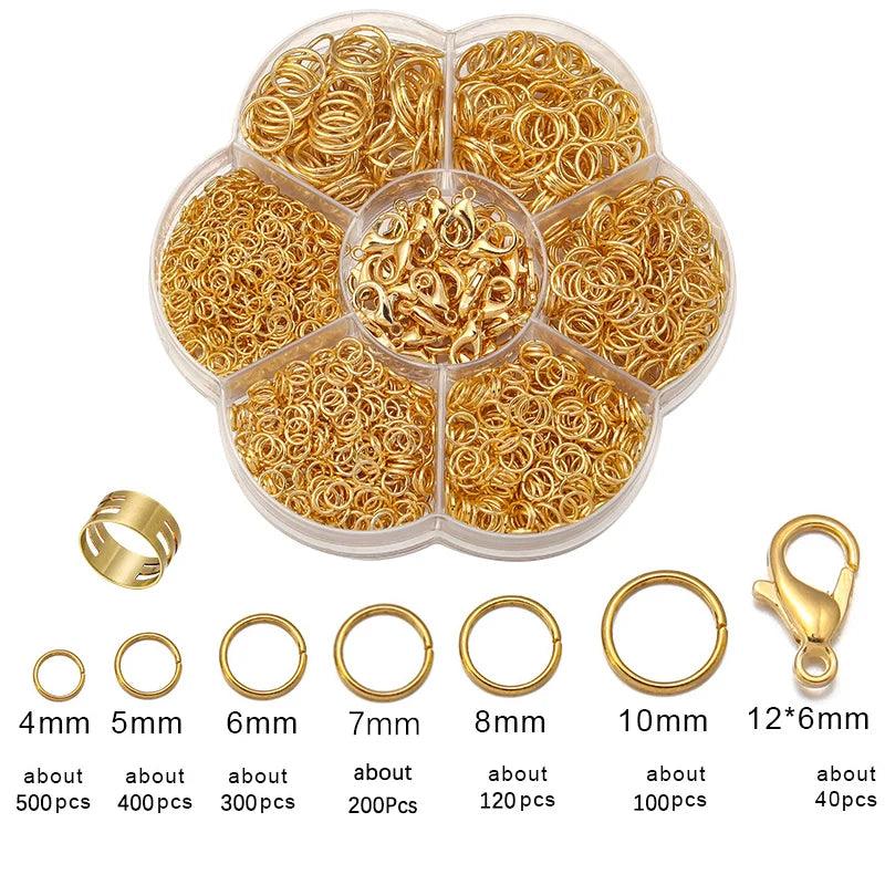 1 Box Jump Rings DIY Jewelry Findings Kit for Beginner Open Jump Ring Jewelry Making Keychain Necklace Repair with Opener Tool
