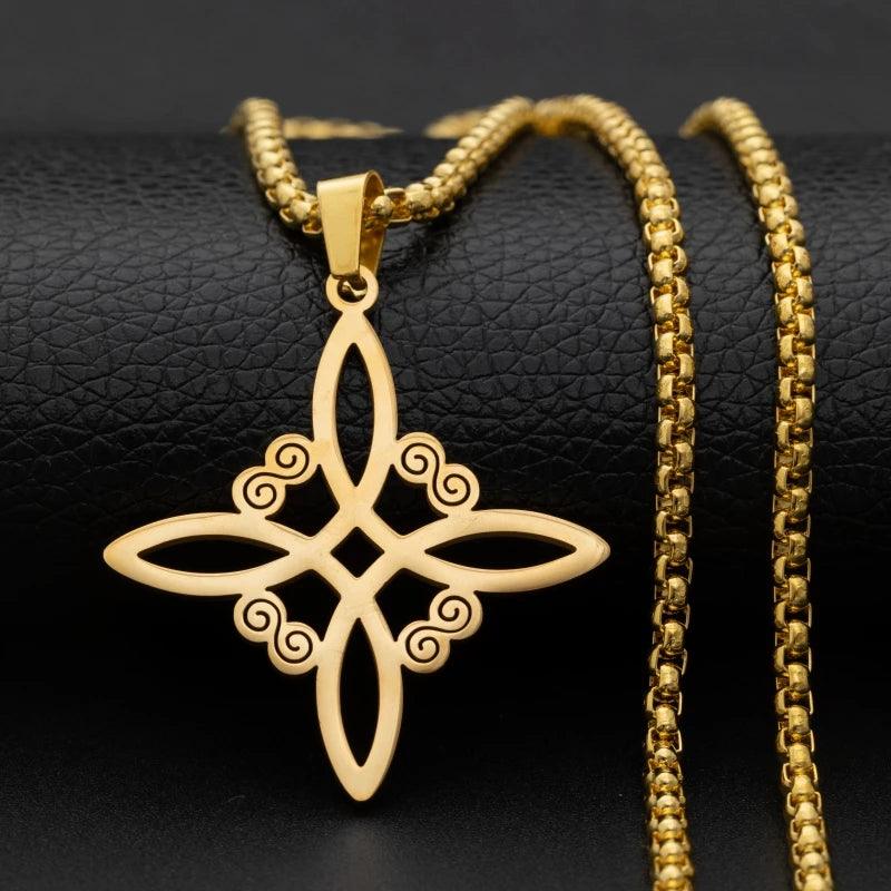 Trendy Witchcraft Witch Knot Necklace Celtic Irish Protection Knot Pendant Men Women Trending Amulets Jewelry Gifts