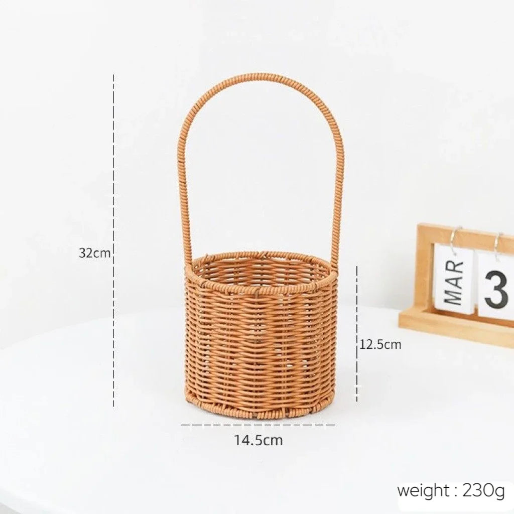 Imitation Rattan Flower Basket Flower Shop Best-selling Hand Basket Living Room Flower Arrangement Storage Basket Picnic Basket