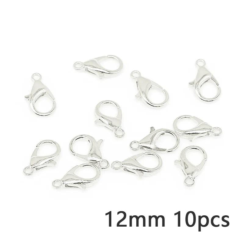 10pcs/lot 10-14mm Metal Lobster Clasps Jewelry Making Components DIY Bracelet Necklace Carabiner Findings Hooks Chain Closure