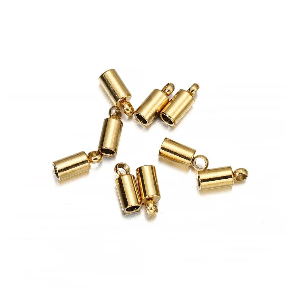 10Pcs/Lot Stainless Steel End Tip Cap Fit 1.5-10mm Tassel Leather Cord End Crimp Cap for DIY Bracelet Jewelry Making Accessories