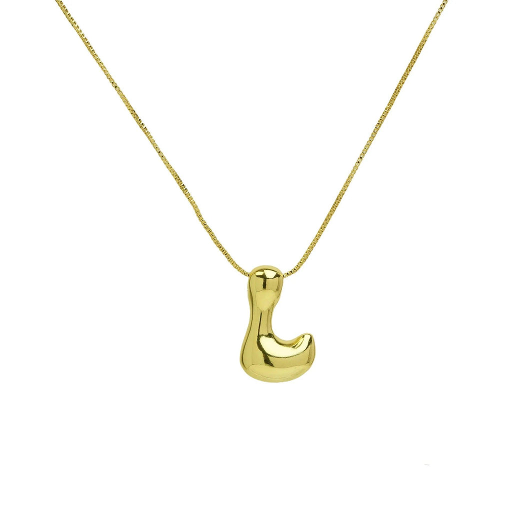 Trendy Gold Plated 18K Chunky Balloon Bubble Initial Letters Pendant Stainless Steel Choker Necklaces for Women Customized Chain