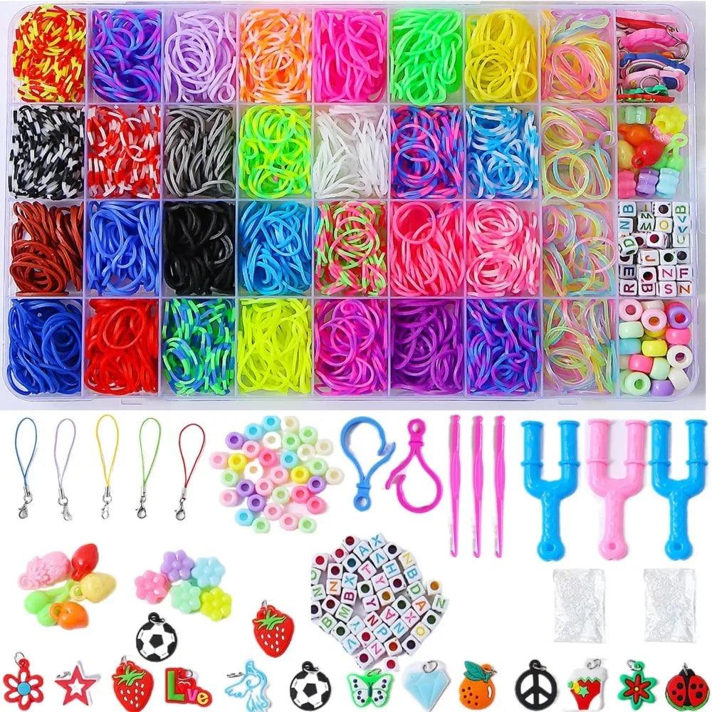 2500Pcs Rubber Band Bracelet Kit, Colorful Loom Bracelet Making Kit, Elastic Bands Refill Loom Band and Tools Set for DIY