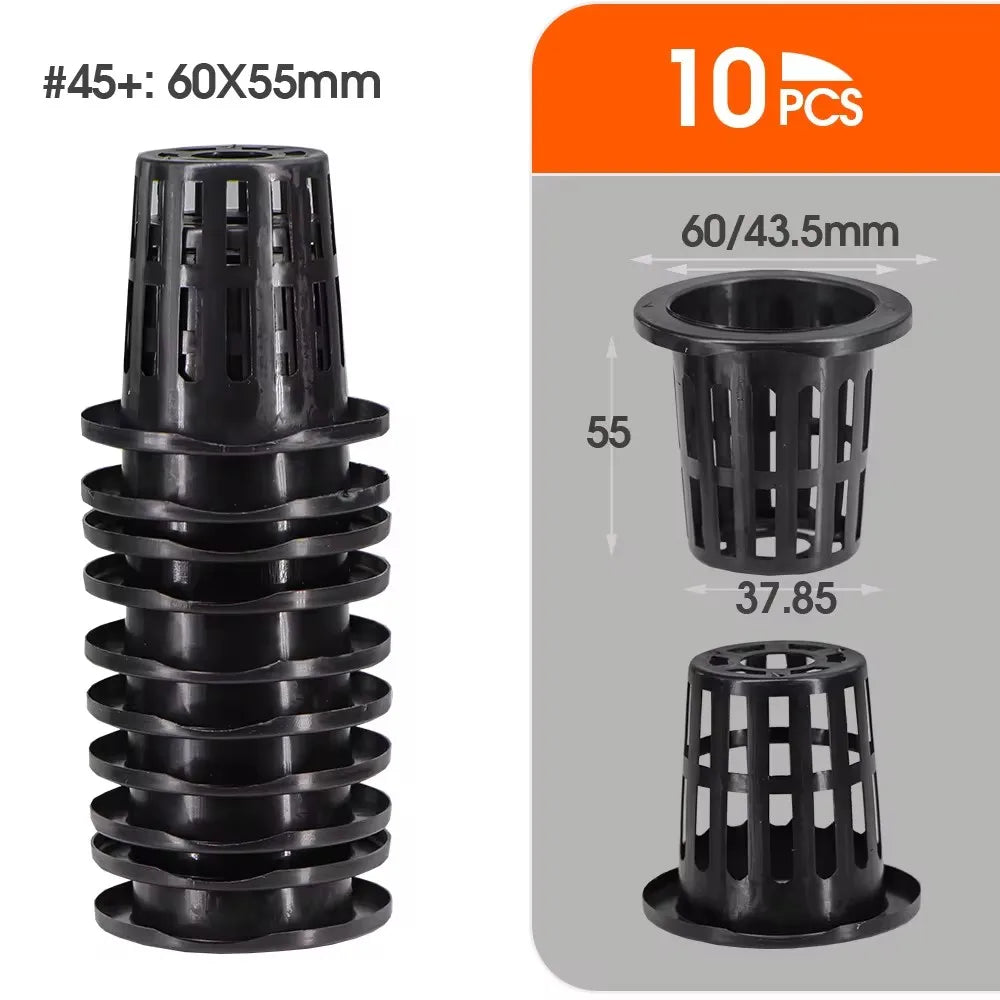 10PCS Greenhouse Black Plastic Slotted Mesh Cup Hydroponics Pot Bucket Basket Net Heavy Duty Container Aquaponics Orchids Planti