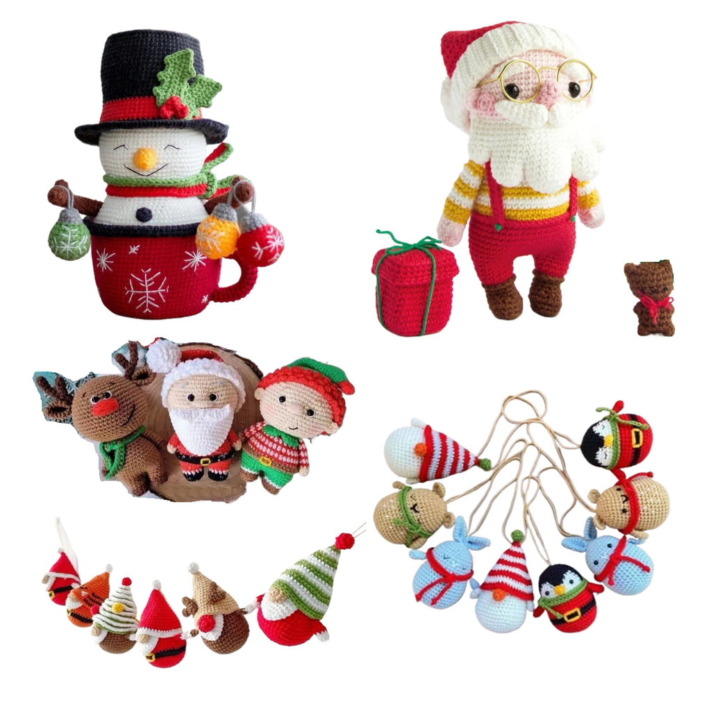 Unfinished Christmas pendant santa claus Crochet Kit DIY Amigurumi XMAS hanging snowman mug Crocheting Knitting kits