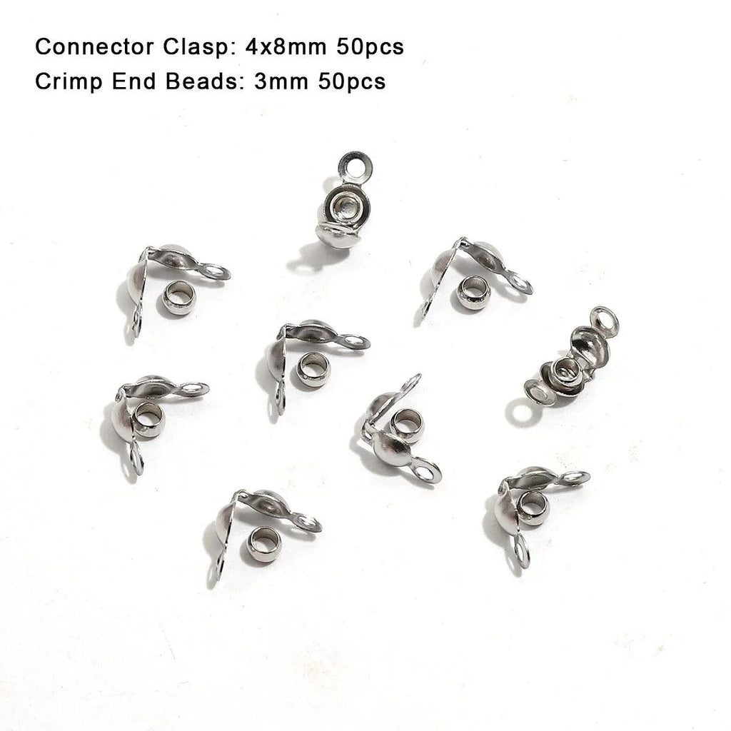 100pcs/lot Stainless Steel Gold Plated Connector Clasp Crimp End Beads For Bracelet Necklace Chains DIY Jewelry Making Supplies