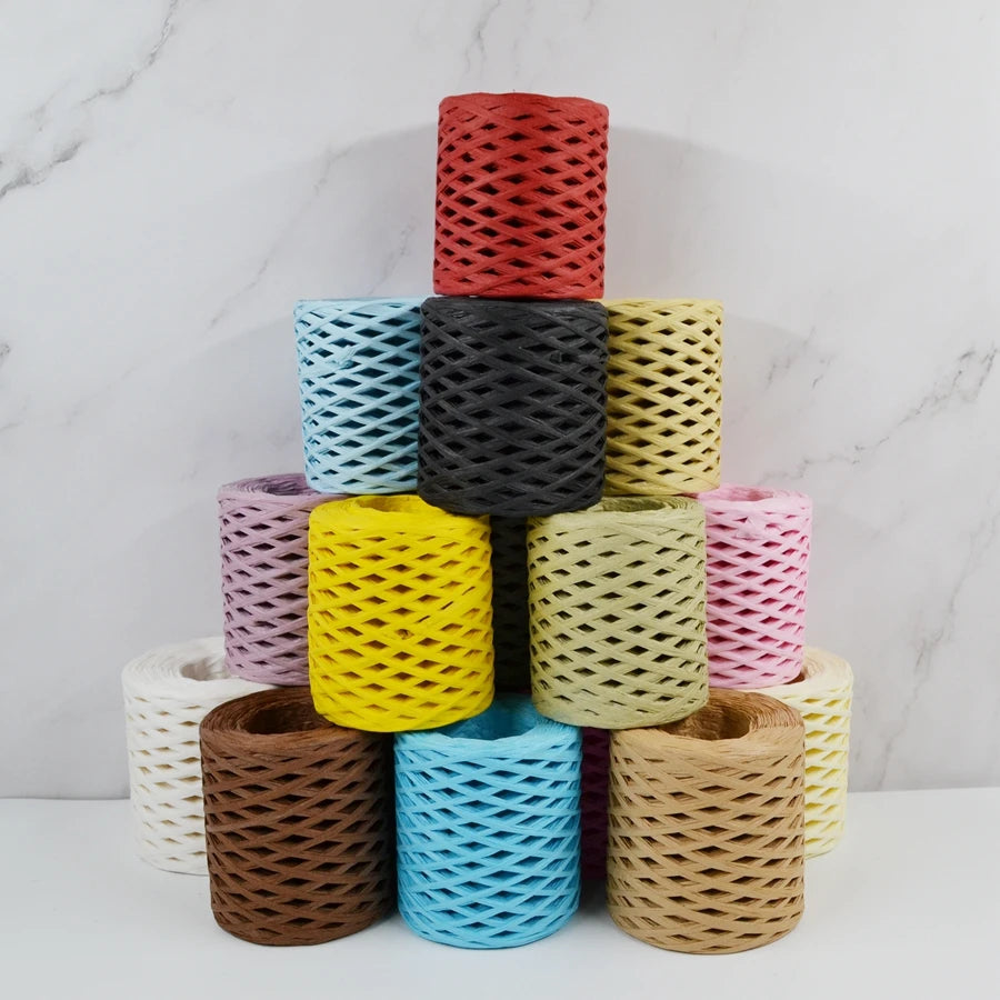 200M Raffia Paper Straw Rope Environmentally Friendly Yarn Handmade Knitting Packaging Belt Rope Crocheting Summer Hat Bags