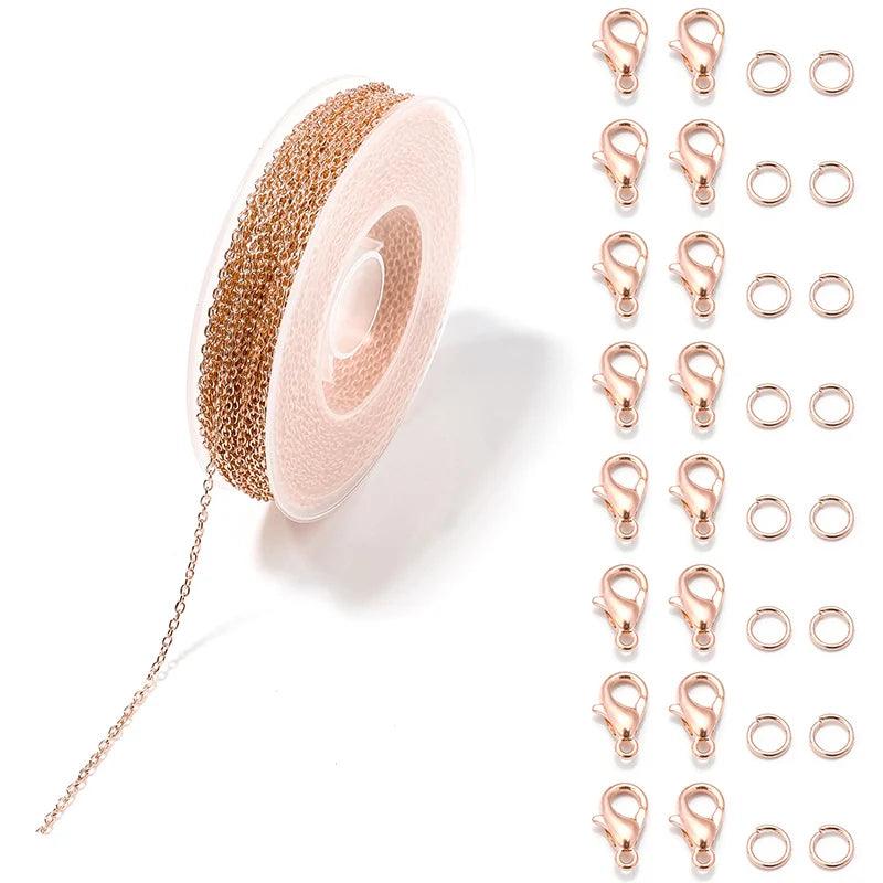 3 m/Roll Metal Iron Cross Chain Set Oval Link Chains Roll for Jewelry Making DIY Bracelet Necklace Decoration Metal Accessories