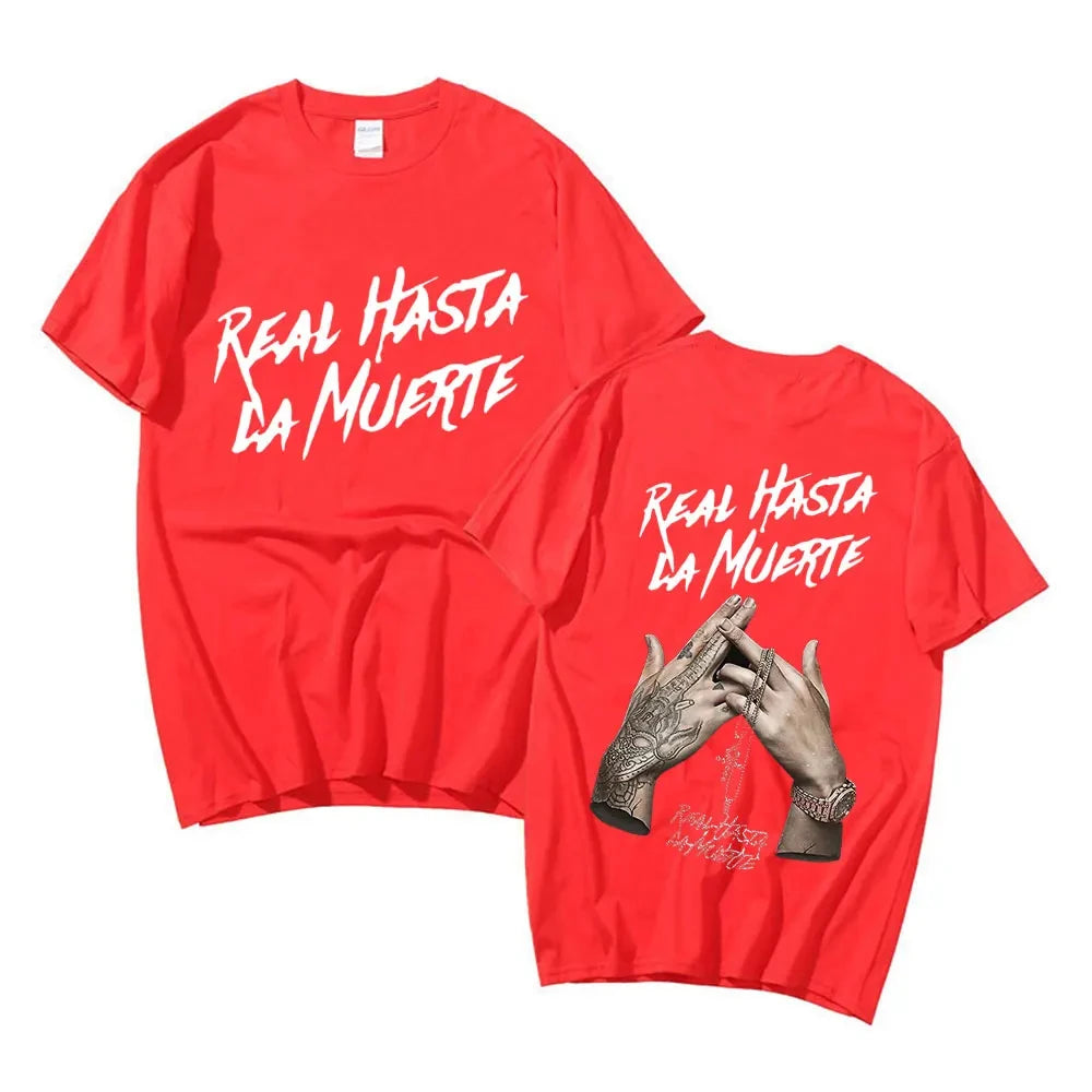 Limited Edition Anuel Aa Real Hasta La Muerte Graphic Oversized Tee for Men and Women Cotton Hip Hop Short Sleeve T Shirt