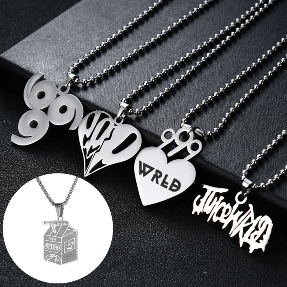 5 Style Juice Wrld 999 Necklace Rap Hip Hop Stainless Steel Pendant Jewelry Gifts for Women Men Boys Fans Gifts Accessories