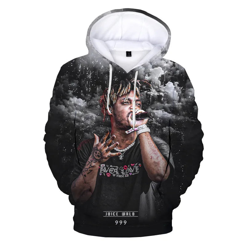 Juice WRLD Hoodies Men Women Hooded Sweatshirts Fashion Hip Hop Casual Pullovers Autumn Boys Girls Black Streetwear Juicewrld