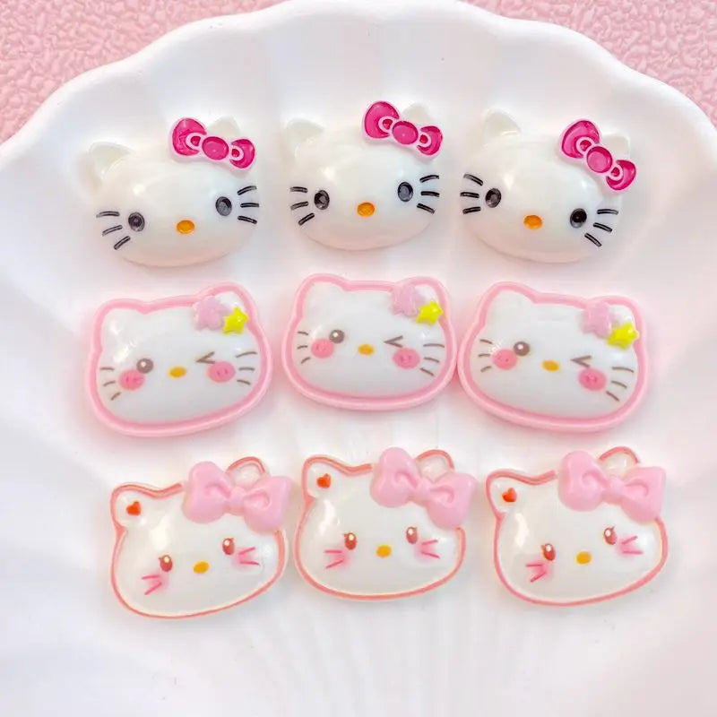 10 Pcs New Cute Cartoon Cat Series Flat Back Resin Scrapbooking DIY Jewelry Hairpin Craft Decoration Accessorie