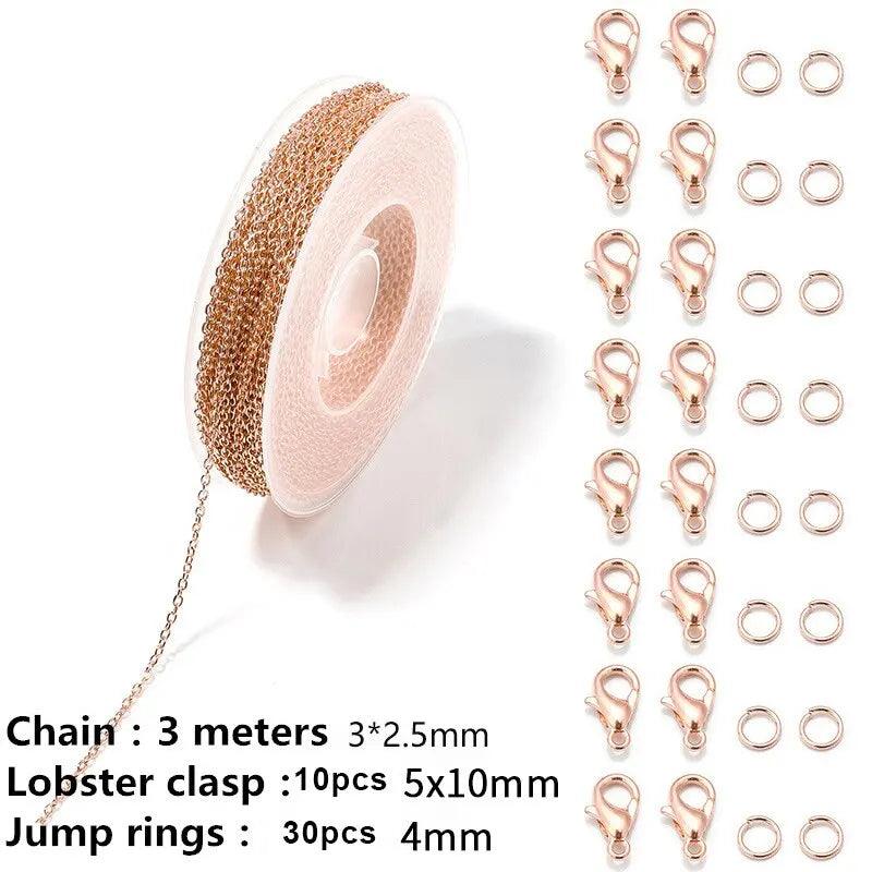 Chains Jewelry Making Supplies 3m Cable Link Chains for Making Jewelry Necklace Earring Bracelet Findings DIY Craft Kit