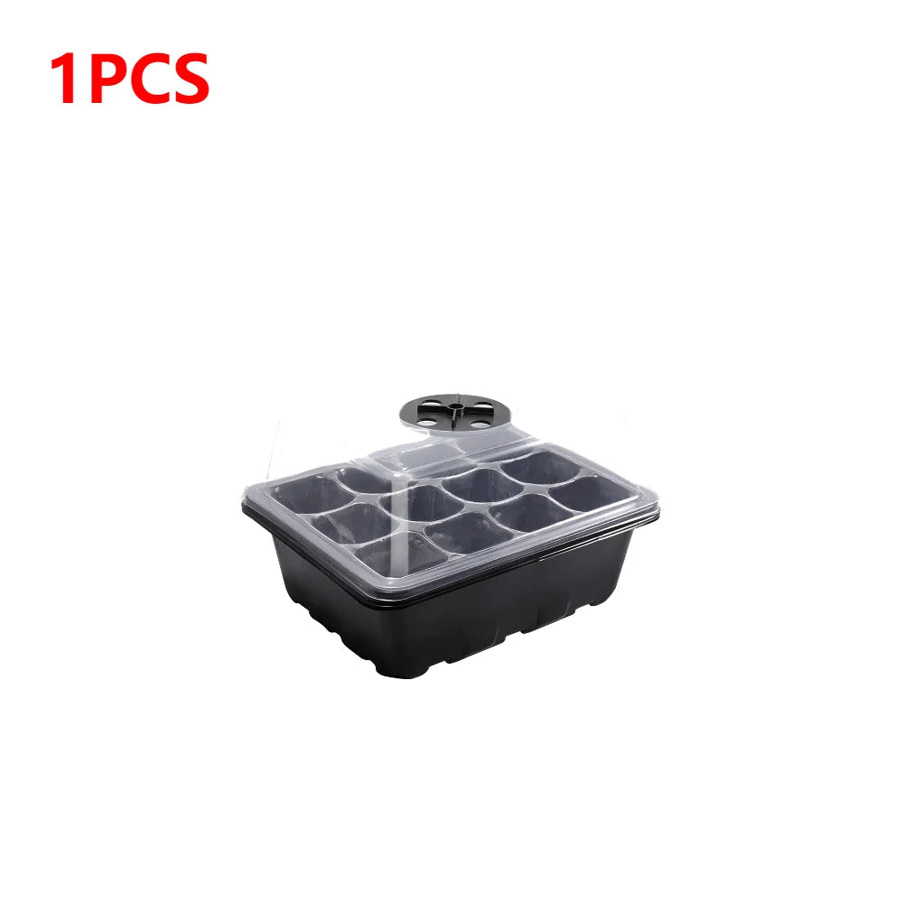 5-1Pcs 12 Grids Seed Starter Kit Plant Seeds Grow Box Seedling Trays Germination Box with Dome and Base For Seedlings Gardening