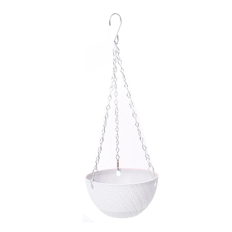Balcony Chain Hanging Planters Flower Pot Basket Imitation Rattan Weaving New