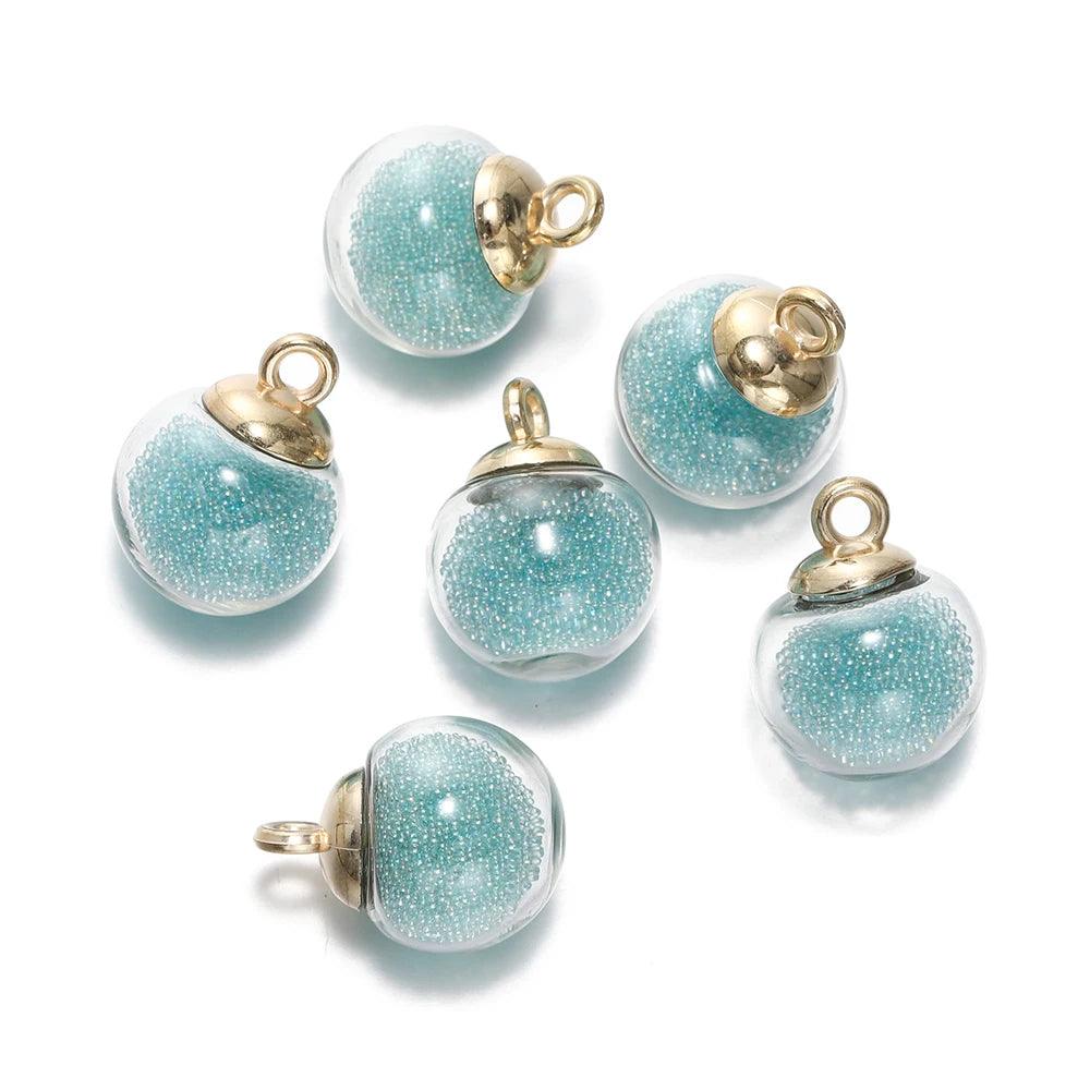 10Pcs Charms Quicksand Transparent Glass Ball 16mm Pendants Findings for Earrings Necklace Pendant DIY Jewelry Making Supplies