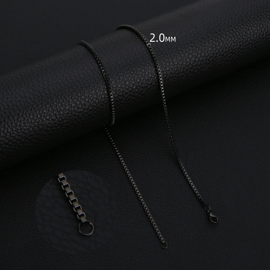 HIYEE 1.5 To 3 MM Thick Stainless Steel Box Chain Necklaces For Men And Women Jewelry Link Chokers With 18 To 24 Inches