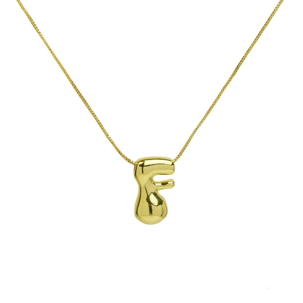 Trendy Gold Plated 18K Chunky Balloon Bubble Initial Letters Pendant Stainless Steel Choker Necklaces for Women Customized Chain