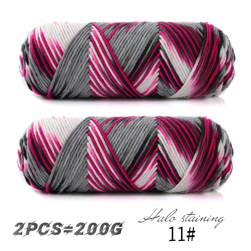 Colorful 5 Strand Dyed Milk Cotton Baby Sweater Yarn for Handmade DIY Woven Scarves and Crochet Projects