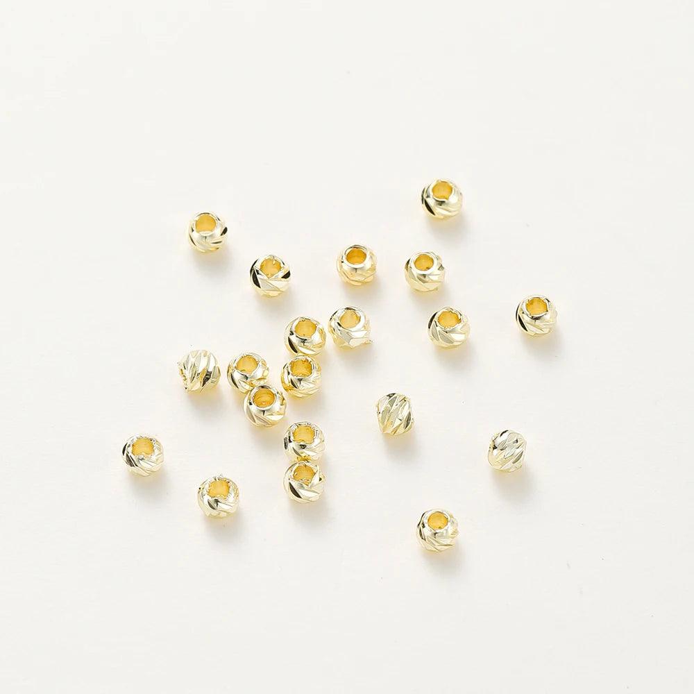 20pcs/lot 18K Gold Plated Striped Cut Flower Beads Earring Necklace Loose Spacer Beads Bulk For DIY Jewelry Wholesale Findings