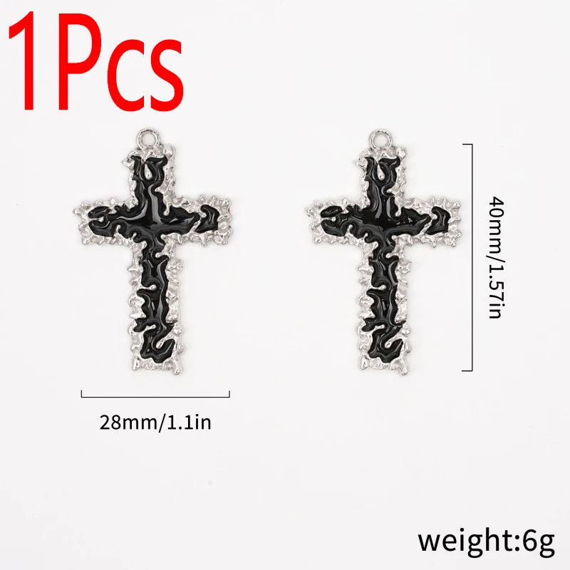 1Pc Mixed Gothic Jewelry Combination Imitation Enamel Irregular Cross and Coffin Cross Pendant Necklace Bracelet Earrings Jewel