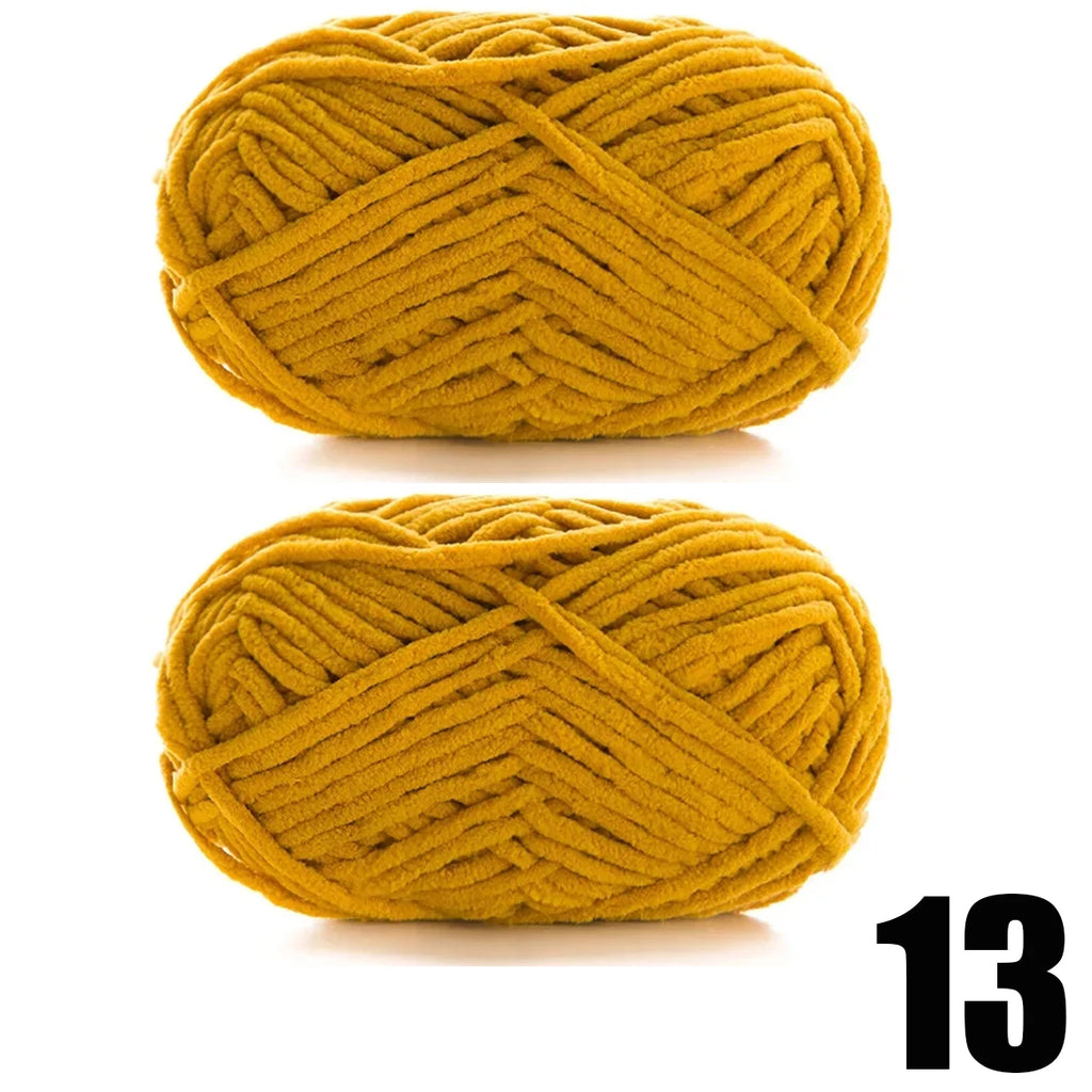 Thick Velvet Yarn 2pcs 50g Soft Chenille Knitting Yarn for DIY Scarves and Hats