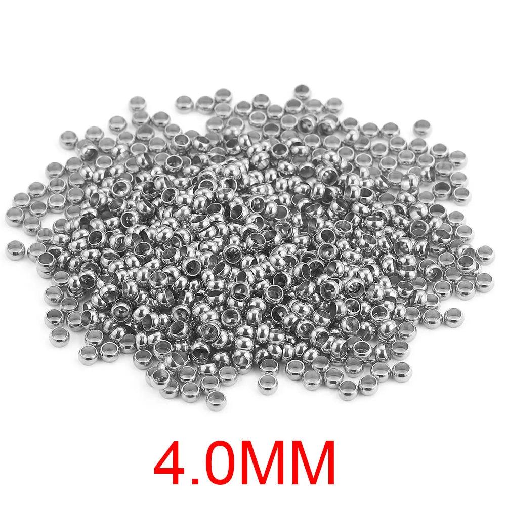100-200pcs Stainless Steel Tube Crimp Beads Tiny Stopper Spacer Bead Cord End Caps for DIY Jewelry Craft Making Supplies