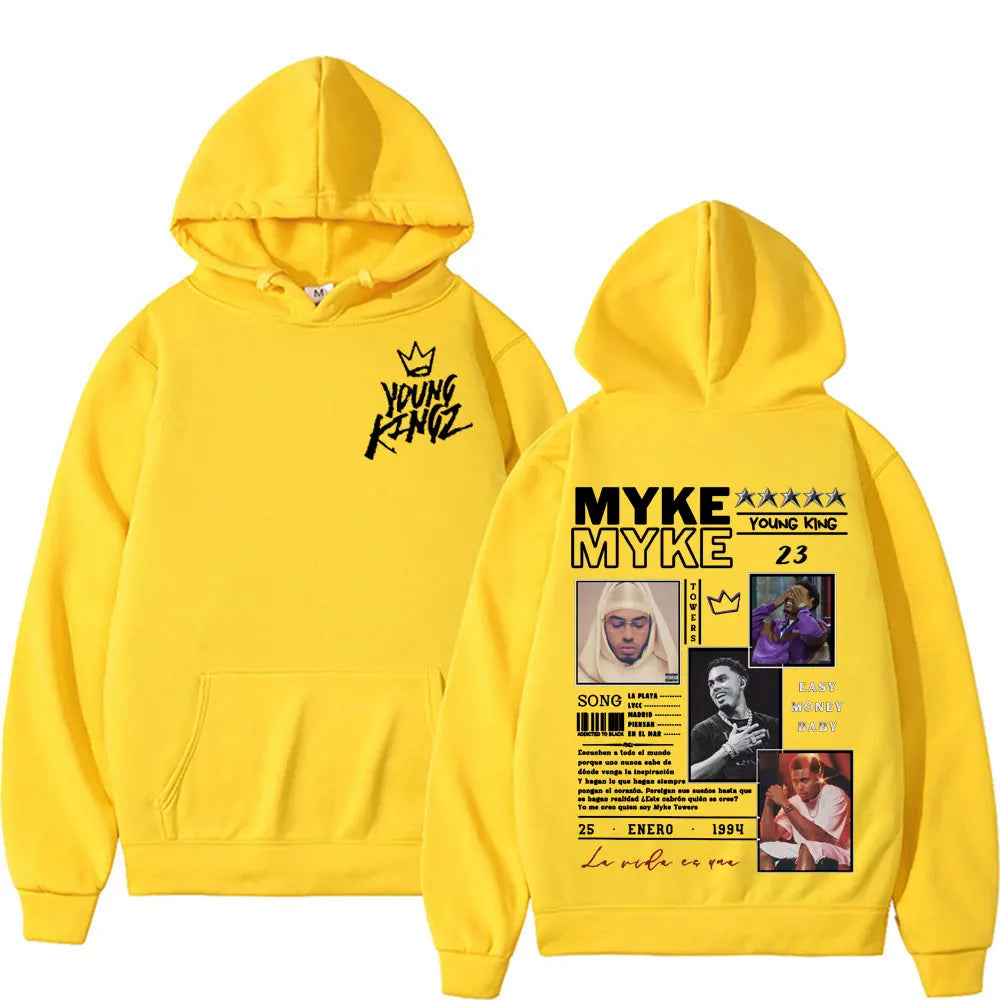Rapper Myke Towers New Album Cover Hoodies Mens Women Harajuku Y2k Fashion Hip Hop Sweatshirts Casual Oversized Hoodie Pullovers
