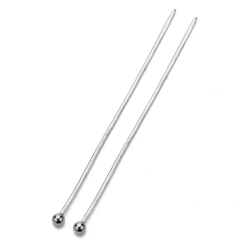 100pcs Stainless Steel Eye Flat Head Pins Needles Bulk 20mm 30mm 40mm Ball Bead Headpins Connector For Jewelry Making