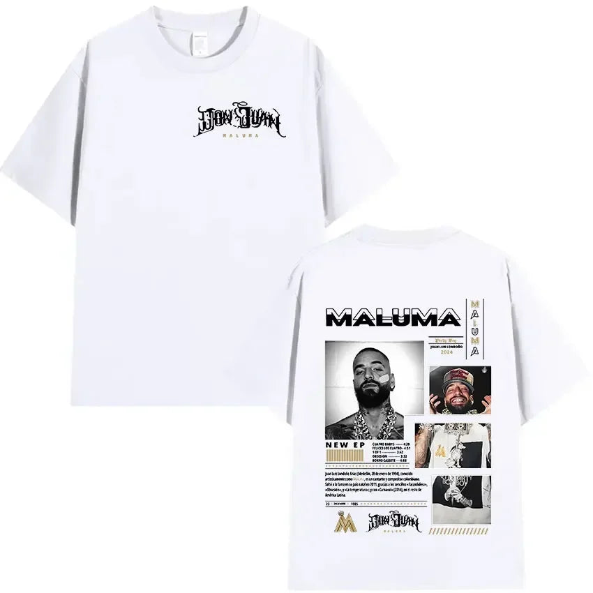 Rapper Maluma Graphic T Shirt for Men and Women Hip Hop Retro Style Short Sleeve Fashion Tee Streetwear
