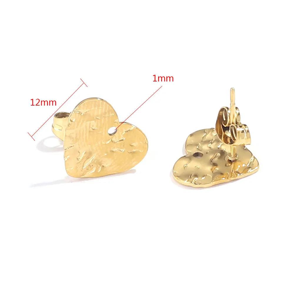 10pcs Stainless Steel Earring Posts with Loop Hole Star Moon Pattern Ear Studs Base for DIY Earring Jewelry Making Supplies