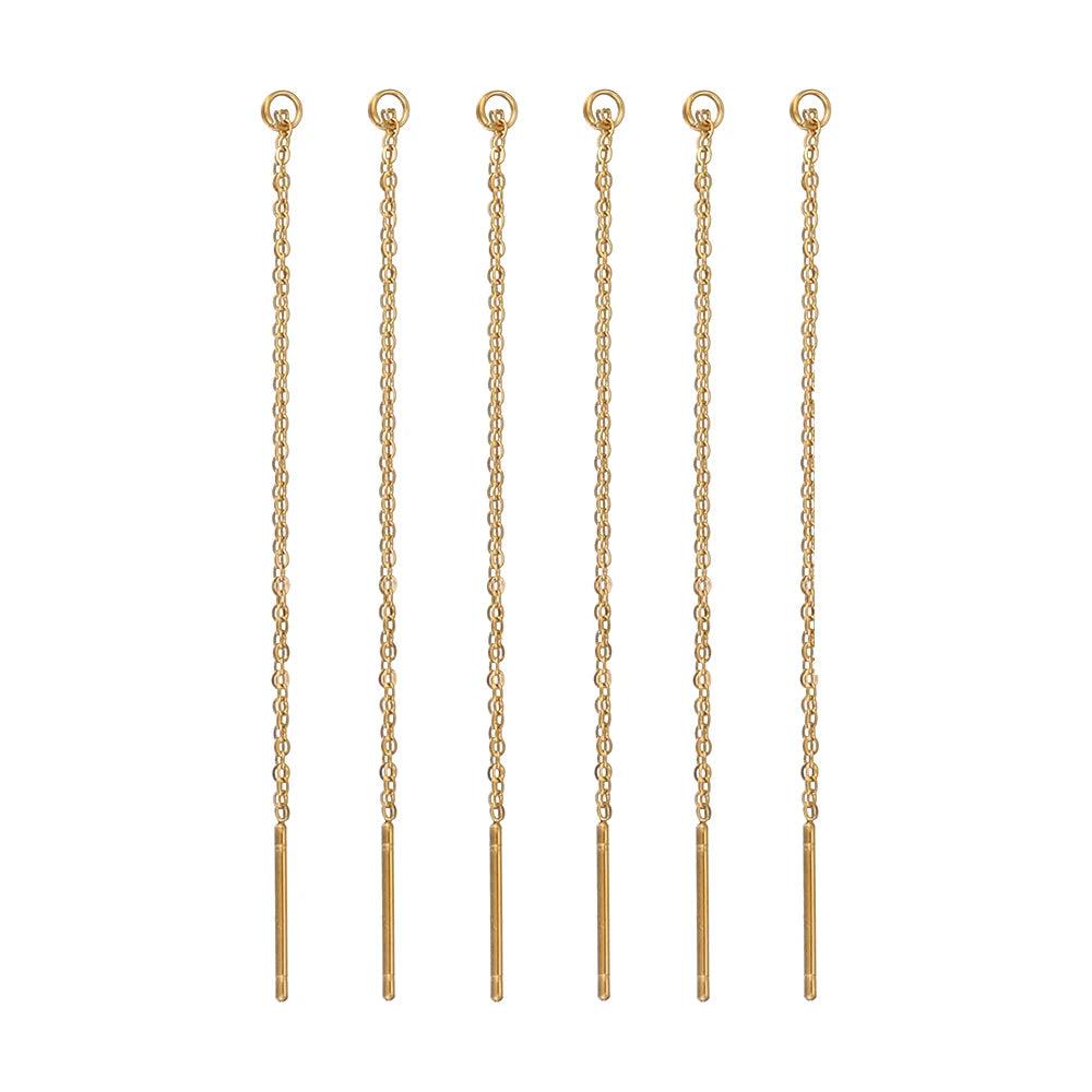 10pcs Gold Color Plated Stainless Steel 8cm Long Chain Ear Line Earrings Earwire DIY Women Drop Dangle Earrings Jewelry Making