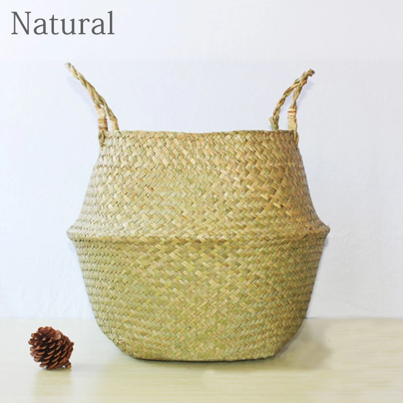 Straw Woven Flower Plant Pot Grass Planter Basket Indoor Outdoor Flower Pot Plant Containers Storage Basket