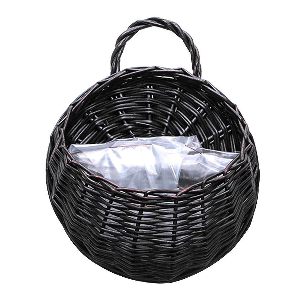 Wall Mount Rattan Basket Handmade Wicker Flower Pot Hanging Woven Vase Baskets Cachepot For Garden Balcony Home Decor
