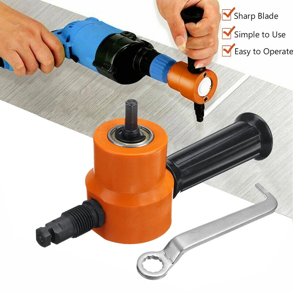 360 Degrees Cutting Head Rotation Electric Sheet Metal Nibbler Cutter w/Wrench for Household Metal Easily Handle Parts