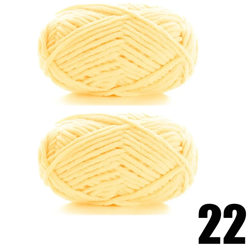Thick Velvet Yarn 2pcs 50g Soft Chenille Knitting Yarn for DIY Scarves and Hats