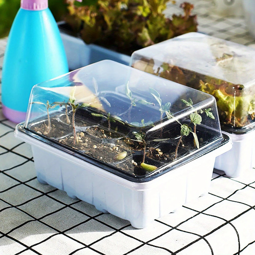 Cells Seedling Trays with Cover Greenhouse Plant Germination Box Seed Starting Pots for Gardening and Agriculture