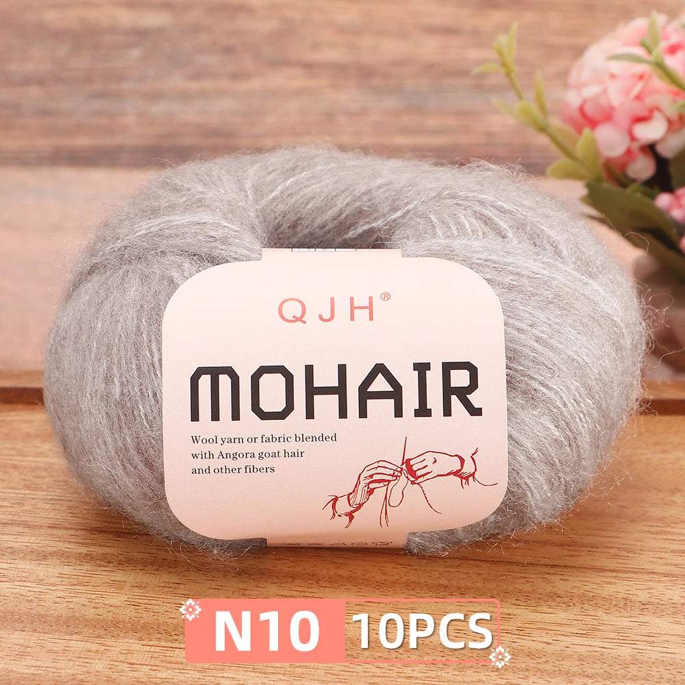 Soft Mohair Crochet Yarn Set 10 Pcs For DIY Knitting