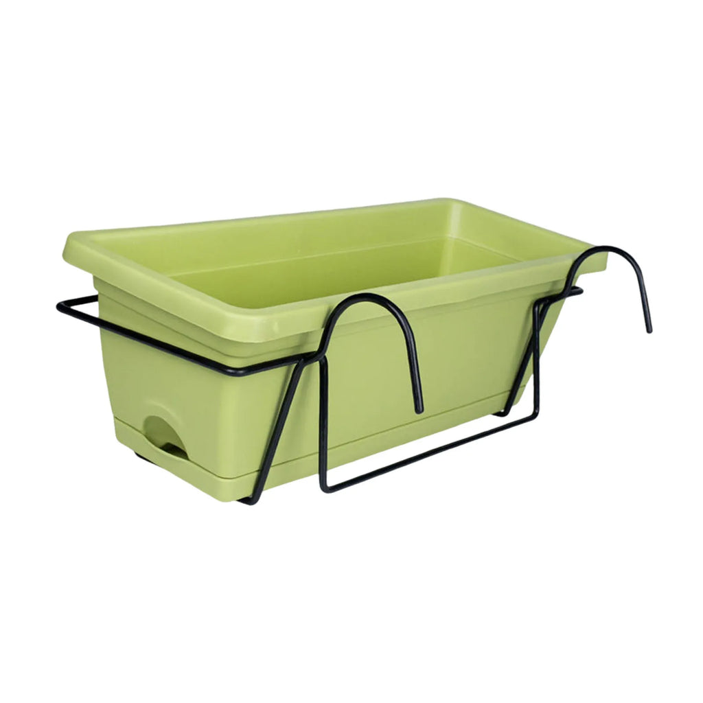 Balcony Railing Planter Plant Basket Fence Planter with Rack and Tray Flowerpot Window Box Planter for Deck Yard Countryside