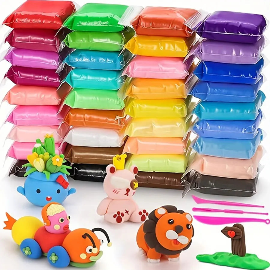 36 Color Clay air-dried clay set, ultra light plastic clay with carving tools, DIY crafts gifts for friends