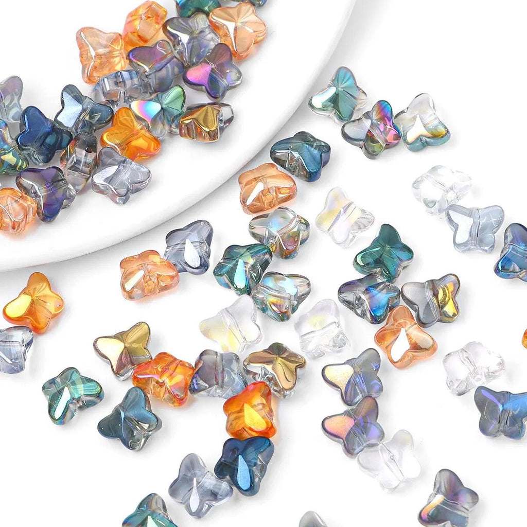 60pcs Glass Plated Butterfly Crystal Beads Loose Beads Handmade DIY Bracelet Necklace Earrings Jewelry Accessories