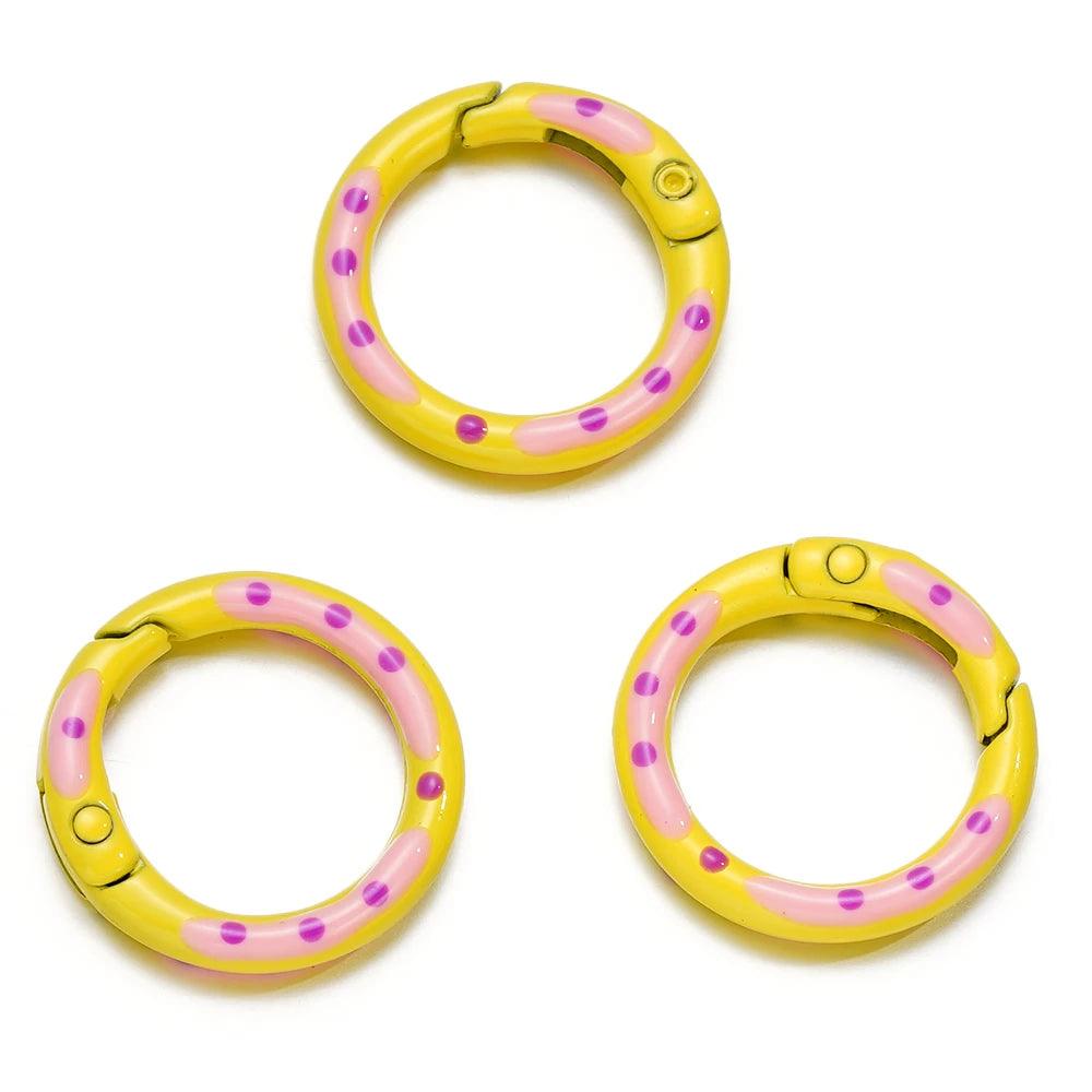 5pcs/lot Multicolor Metal Round Ring Spring Clasp Carabiner Keychain Clips Hook Dog Chain DIY Jewelry Buckle Connector Supplies